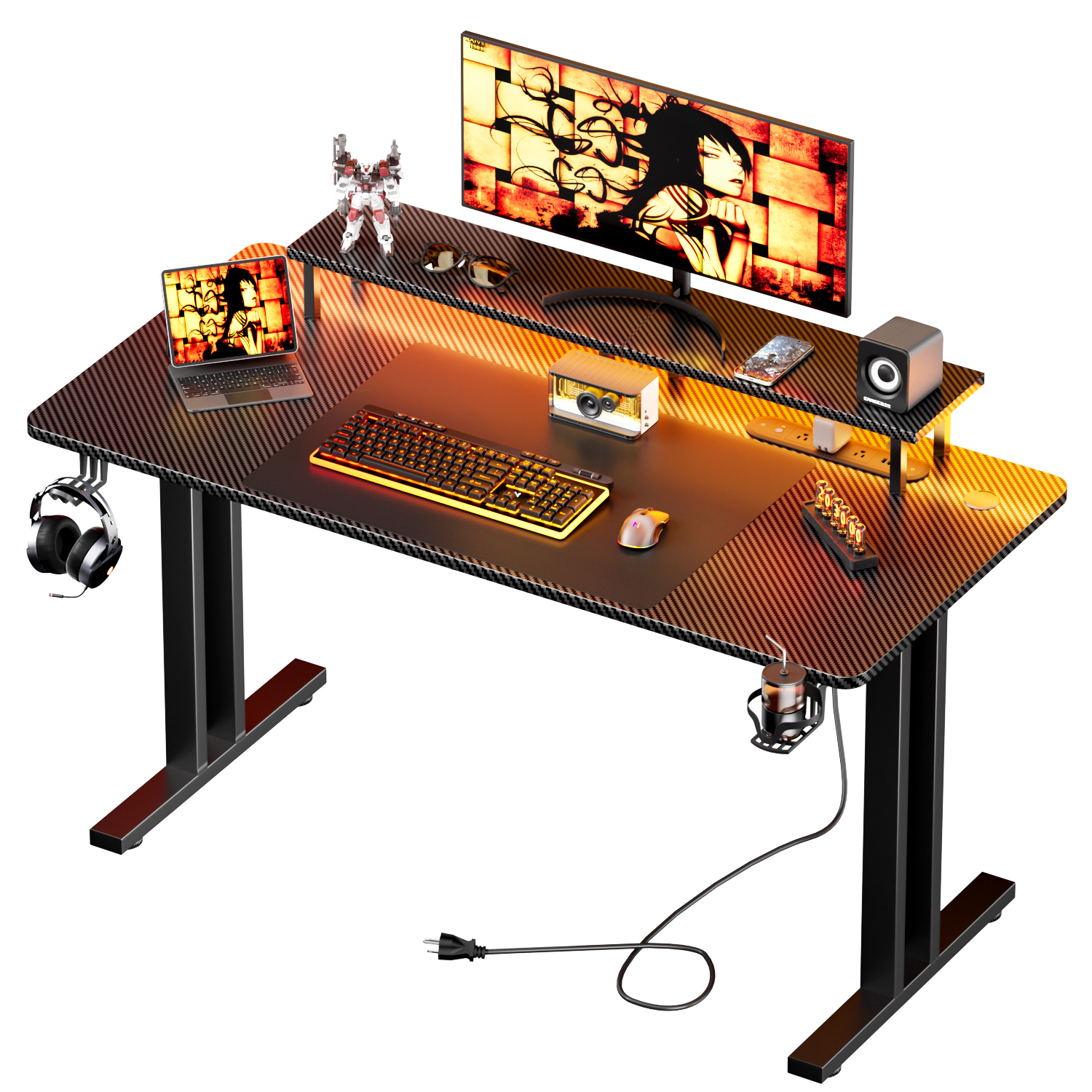Desk Setup Game - Gaming Desk with LED Lights &