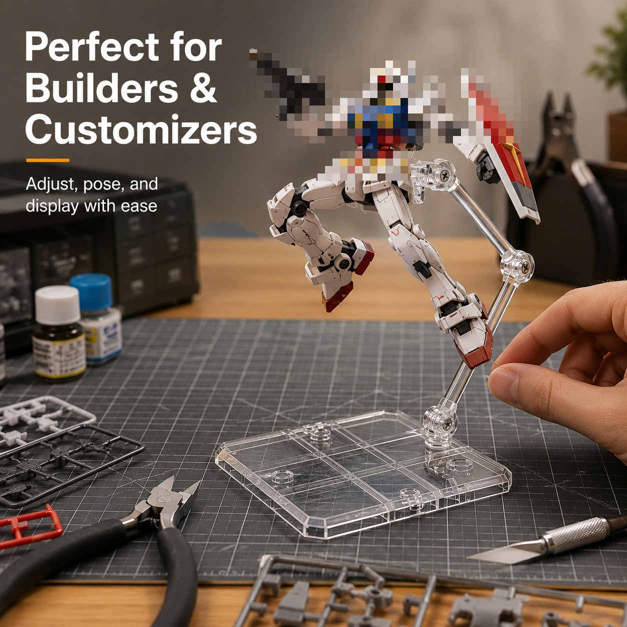 Desk Setup Shelves - Transparent Acrylic Figure Display Stand Assembly