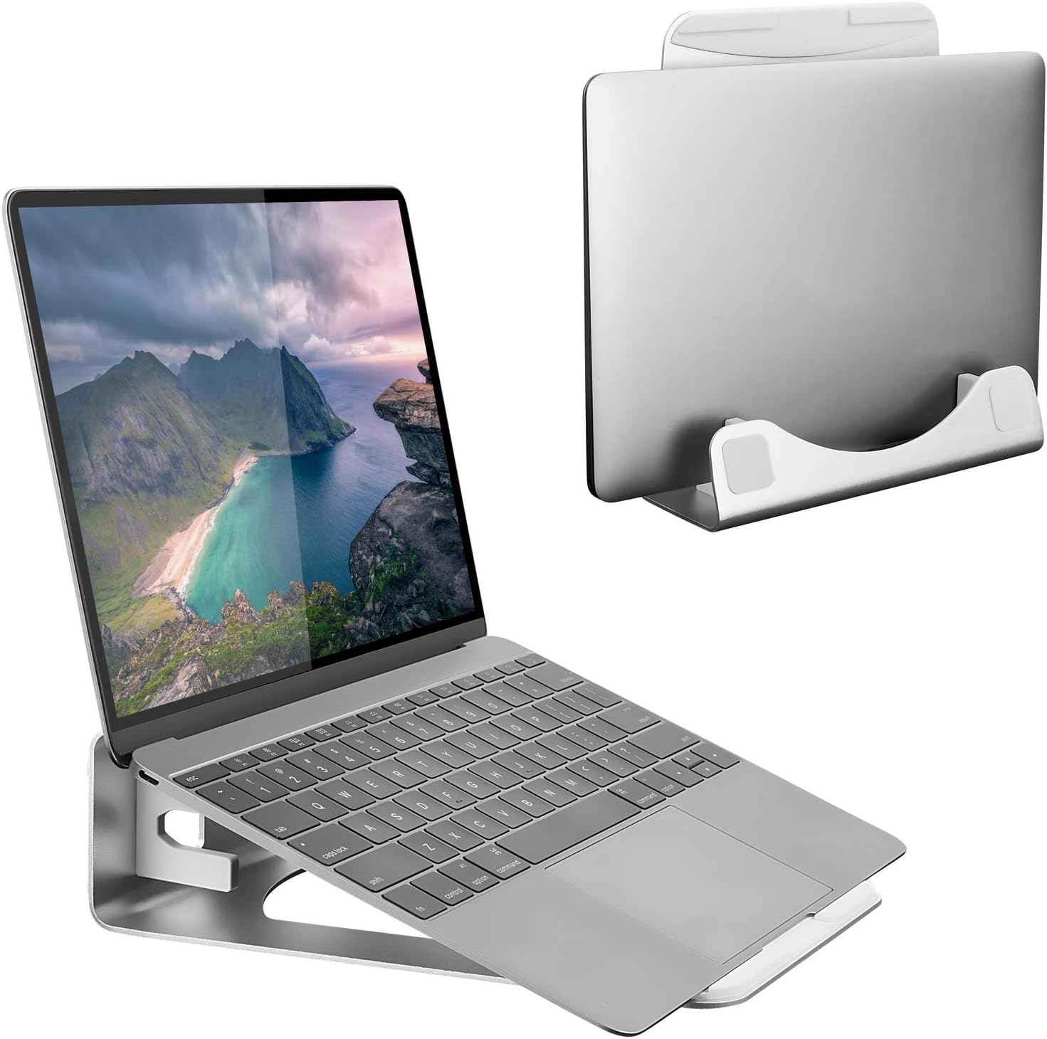 Desk Setup Vertical Monitor - Vertical Laptop Stand for Desk, 2-in-1