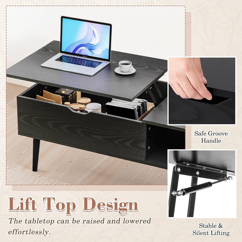 Wood Lift Top Coffee Table wit - Desk Setup Shelves บทวิจารณ์และราคา