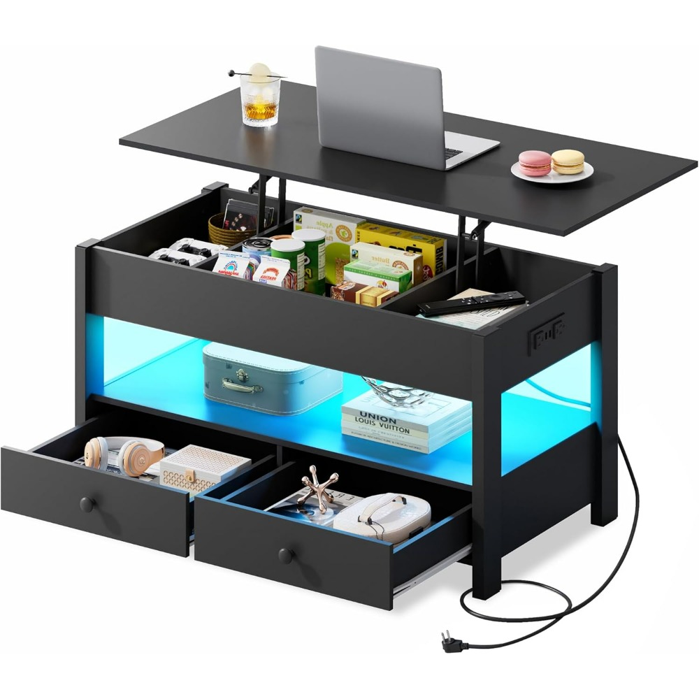WLIVE Black Lift Top Coffee Ta - Desk Setup Shelves บทวิจารณ์และราคา