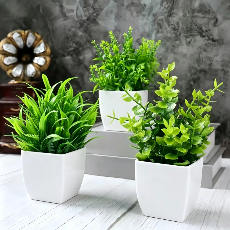 Mini Artificial Potted Plants  - Desk Setup Shelves บทวิจารณ์และราคา