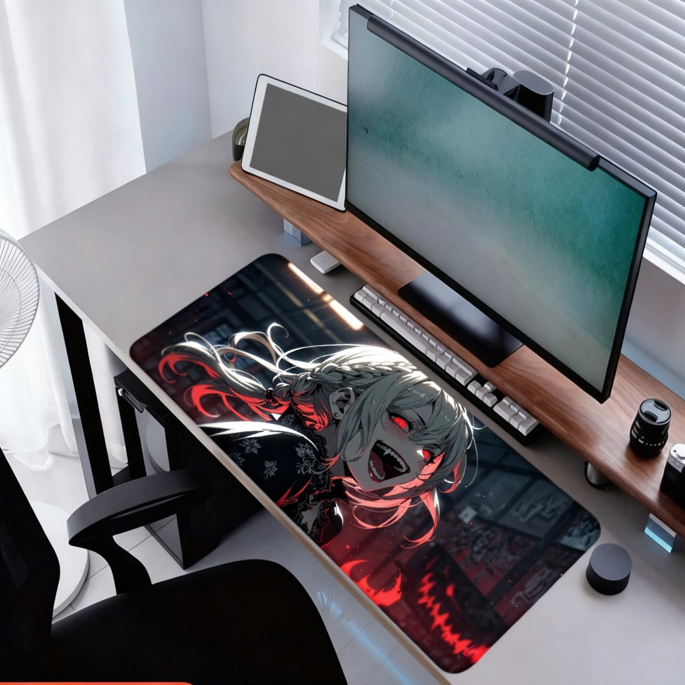 An anime girl with red flames  - Desk Setup Background บทวิจารณ์และราคา