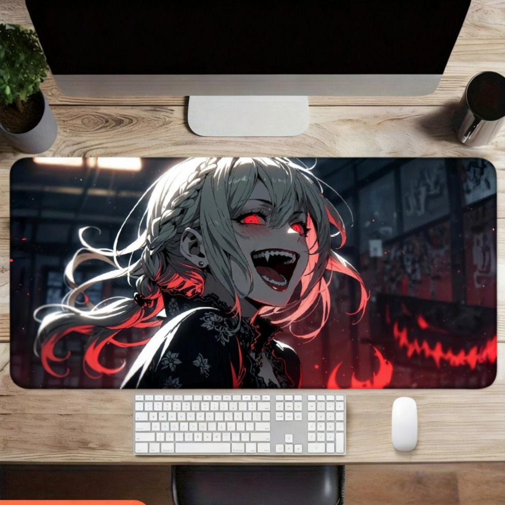 An anime girl with red flames  - Desk Setup Background บทวิจารณ์และราคา
