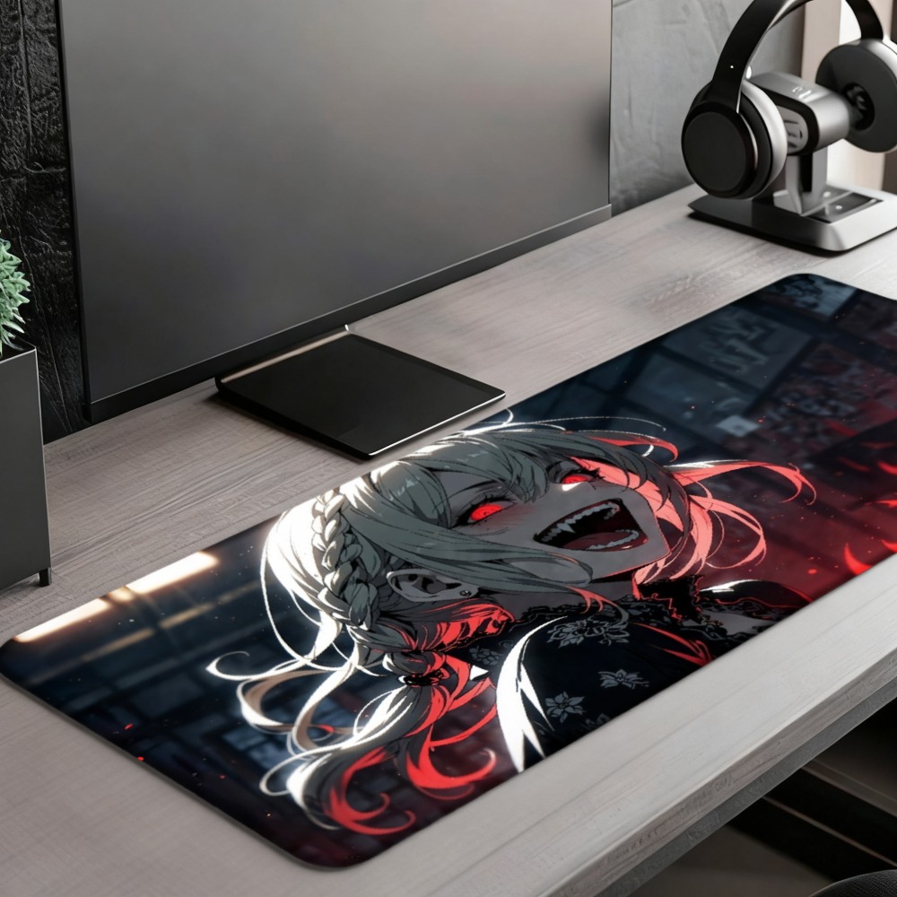 An anime girl with red flames  - Desk Setup Background บทวิจารณ์และราคา