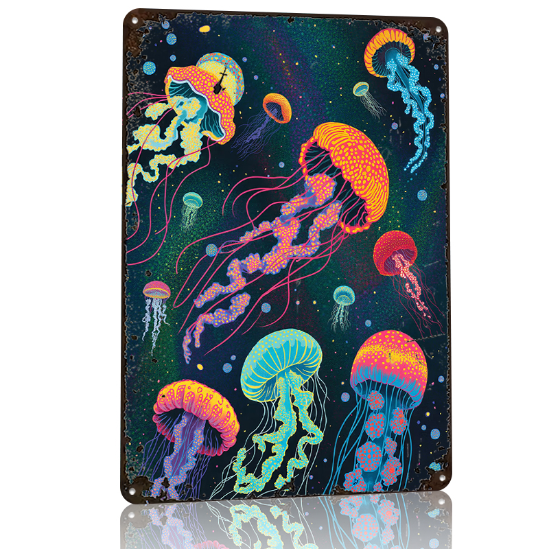 Vibrant Jellyfish in Cosmic Ba - Desk Setup Background บทวิจารณ์และราคา