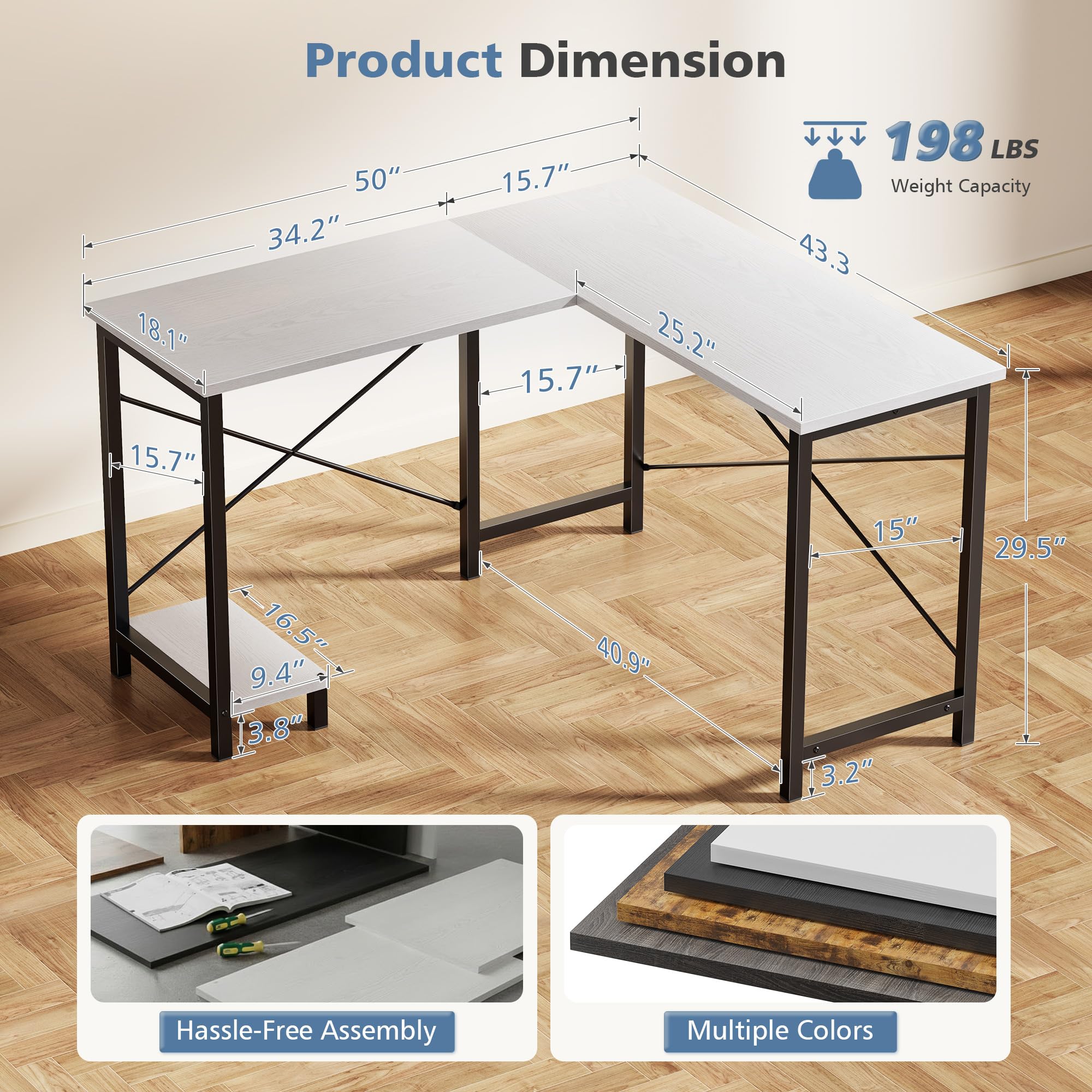 JHK 50 Inch L Shaped Desk Comp - Desk Setup Game บทวิจารณ์และราคา