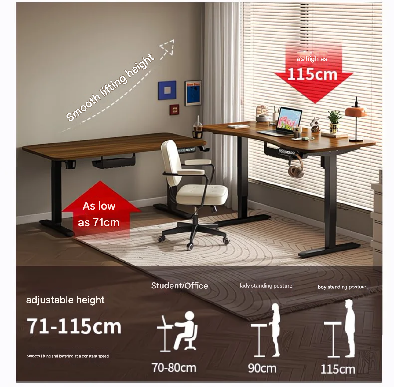 80/100/120/140cm Height Adjust - Desk Setup Game บทวิจารณ์และราคา