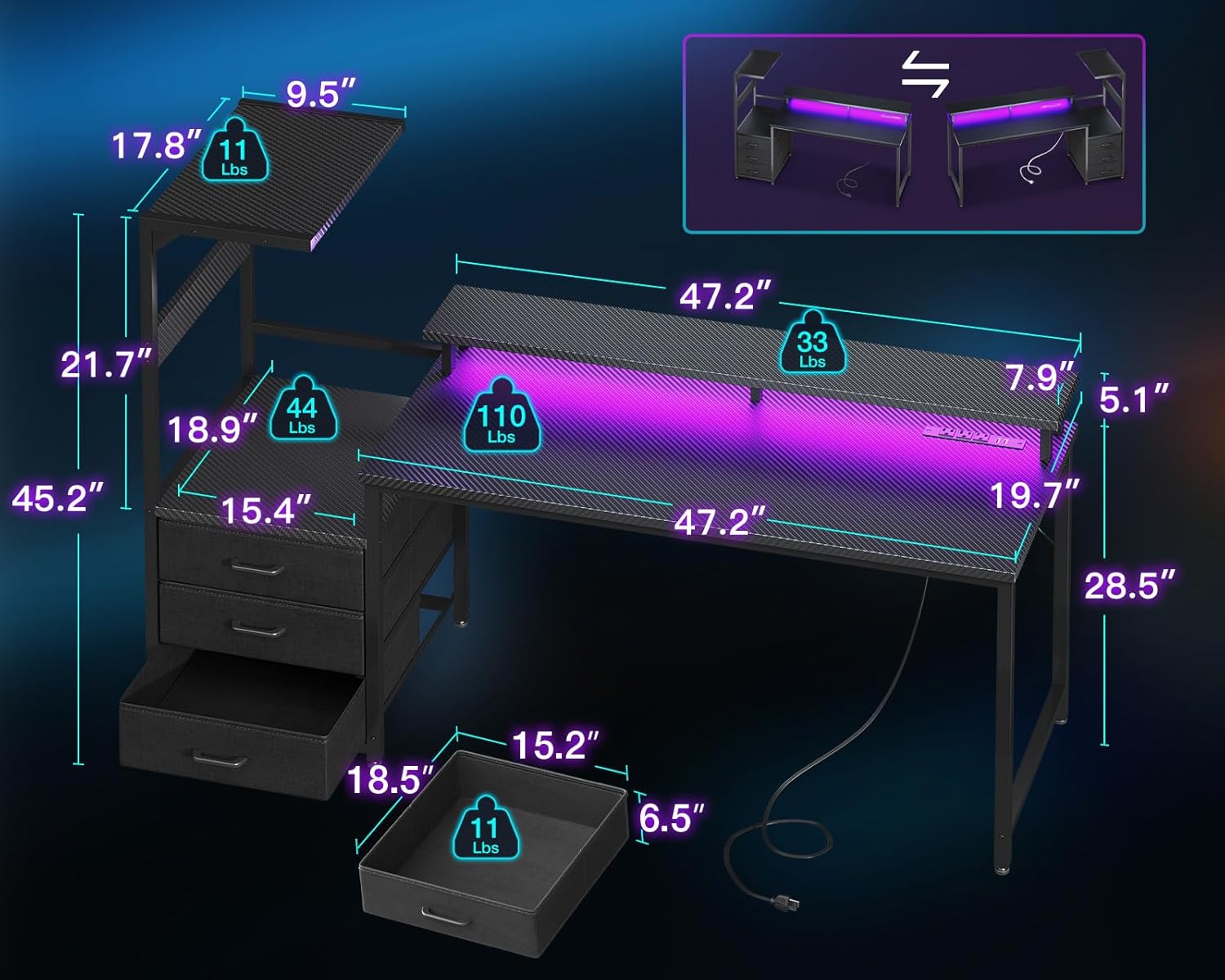 63 Inch Gaming Desk with PC Di - Your Desk Setup บทวิจารณ์และราคา