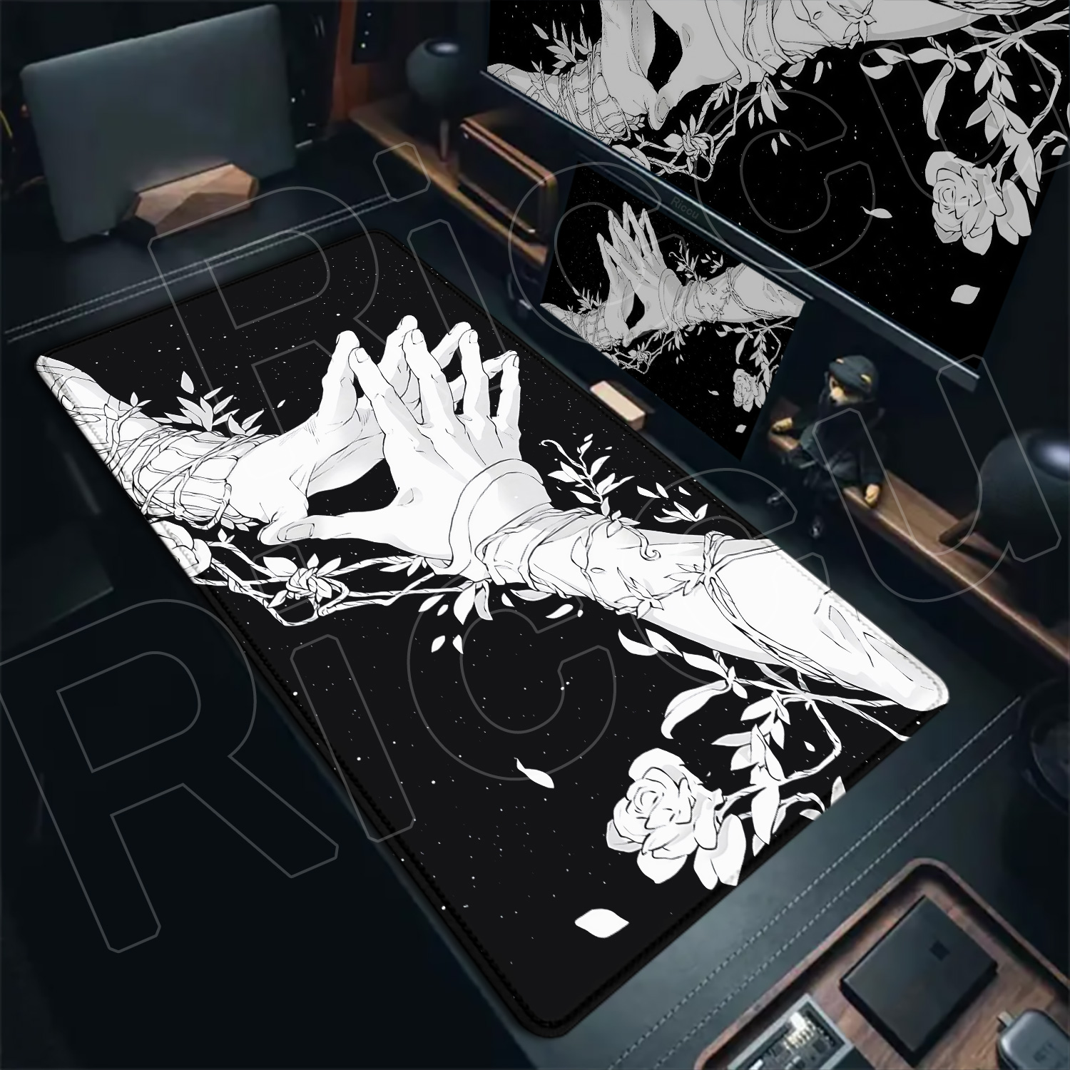 HD Large Black White XXL Gothi - Desk Setup Gadgets บทวิจารณ์และราคา