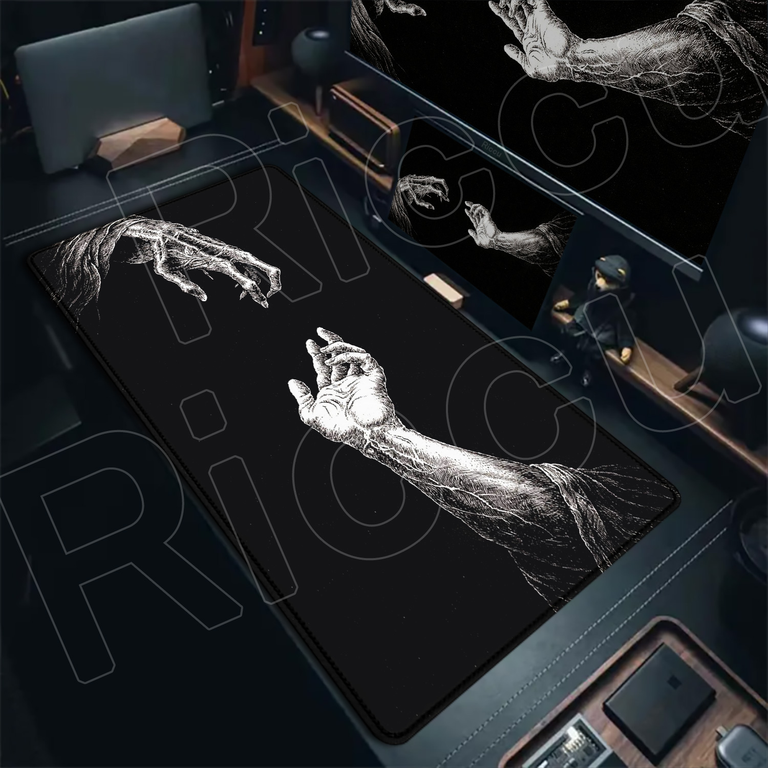 HD Large Black White XXL Gothi - Desk Setup Gadgets บทวิจารณ์และราคา