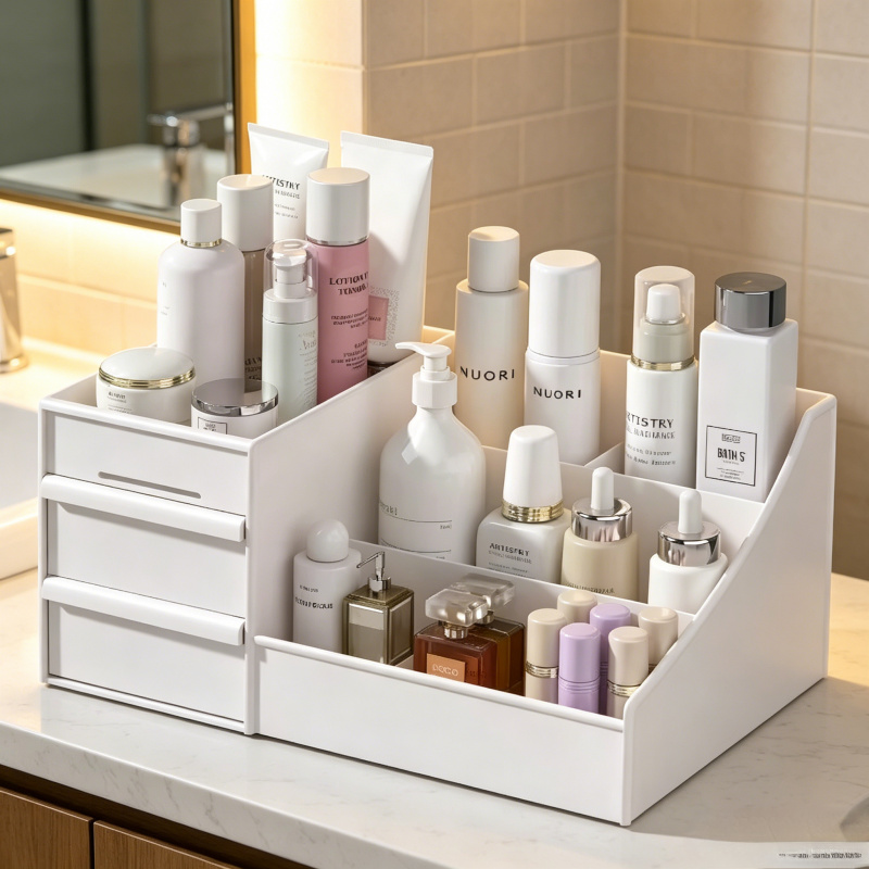 1pc White Drawer Makeup Storag - Desk Setup Shelves บทวิจารณ์และราคา