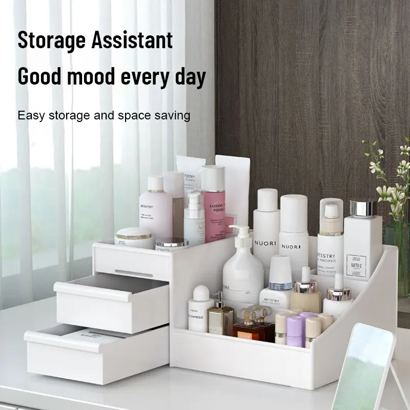 1pc White Drawer Makeup Storag - Desk Setup Shelves บทวิจารณ์และราคา