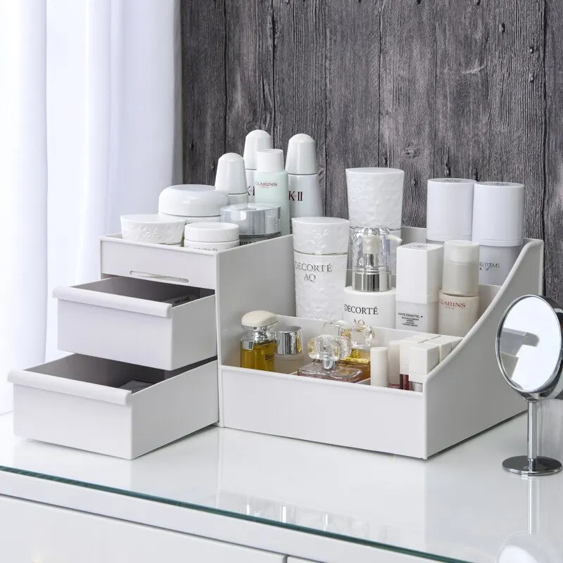 1pc White Drawer Makeup Storag - Desk Setup Shelves บทวิจารณ์และราคา