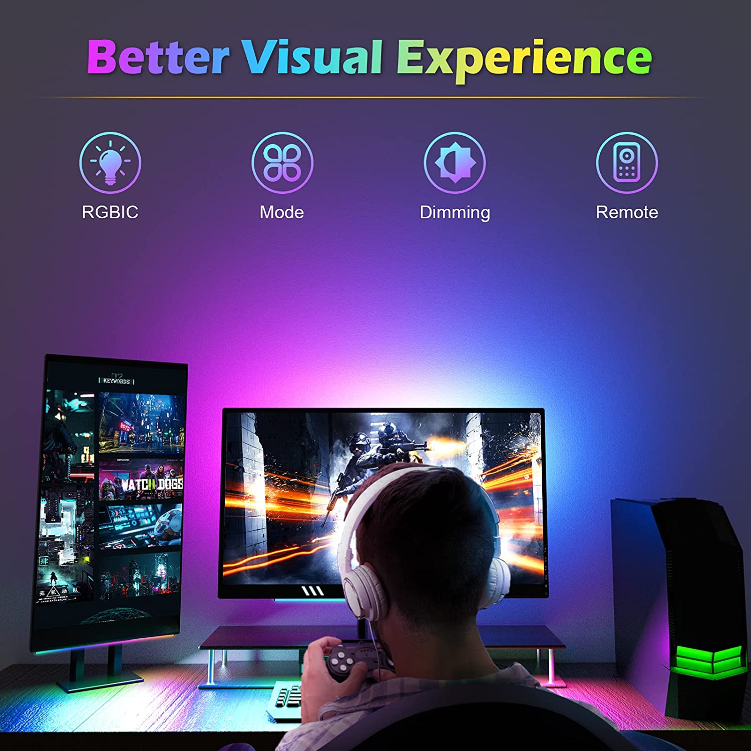 Under Monitor Light Bar RGB Dr - Desk Setup Game บทวิจารณ์และราคา